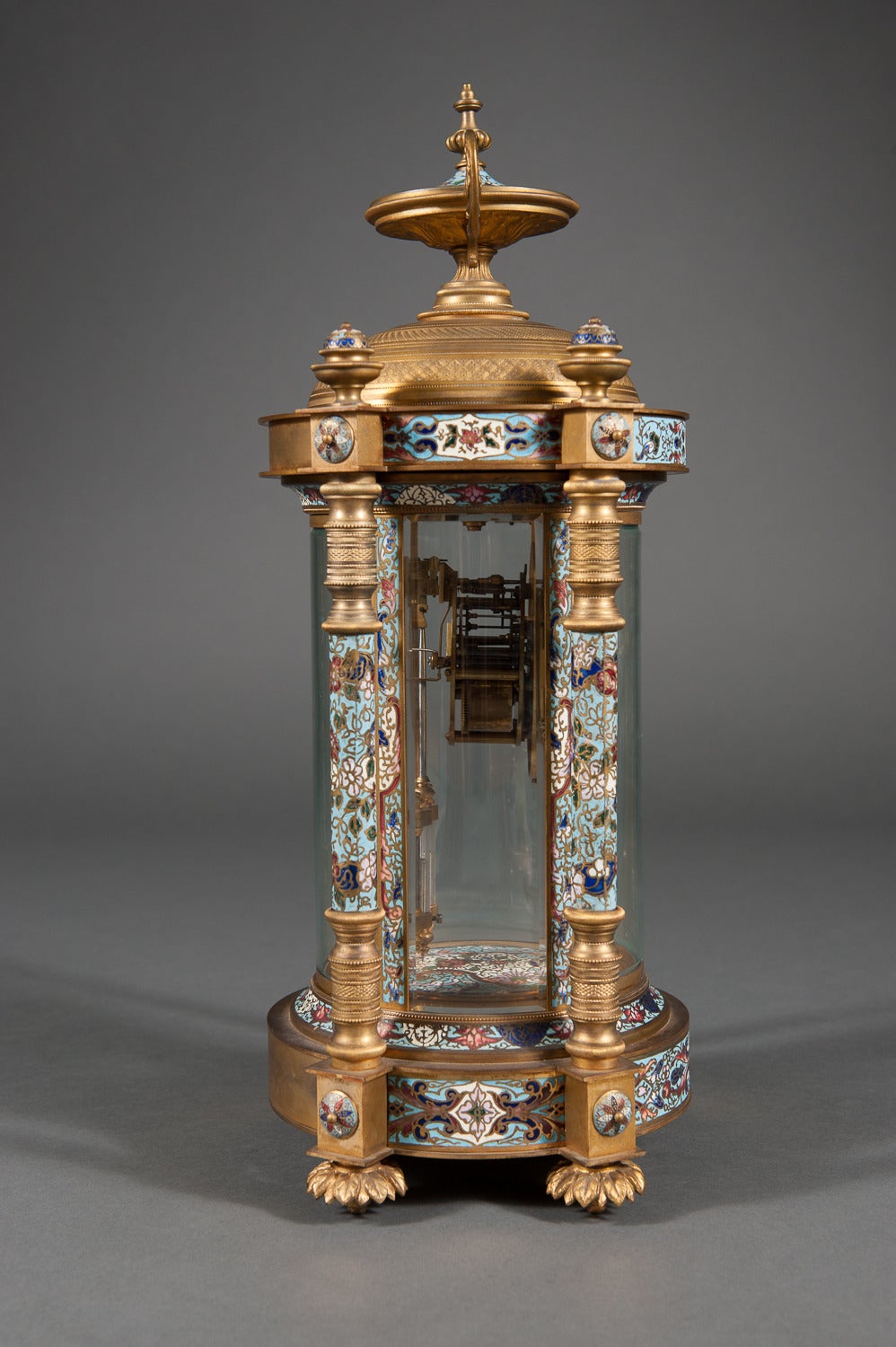 Champleve Enamel and Gilt Bronze Four Glass Regulator Clock by Hour Lavigne 2