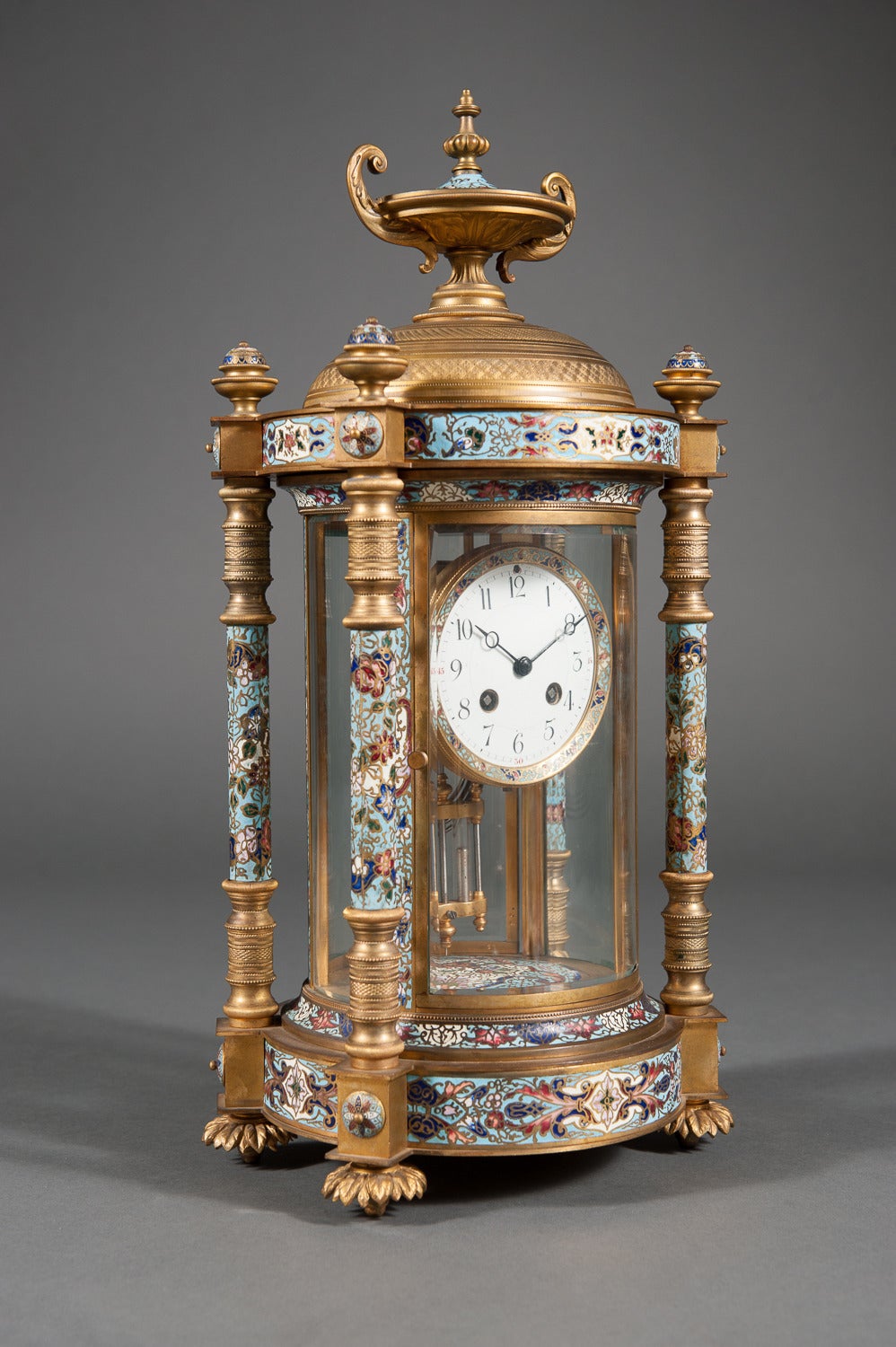 Champleve Enamel and Gilt Bronze Four Glass Regulator Clock by Hour ...