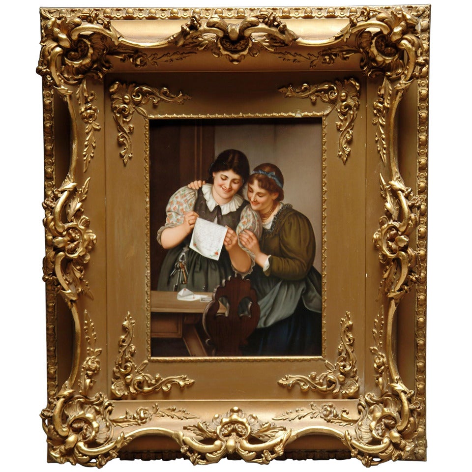 KPM porcelain plaque "The Love Letter" For Sale