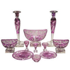 Steuben Amethyst Glass "Thistle" Dinner service (77 pieces)