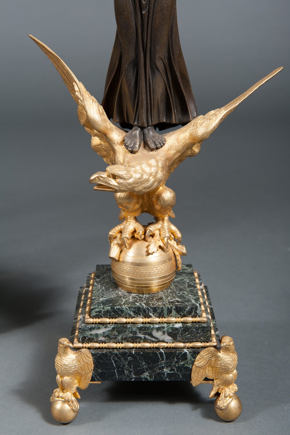 Marble A Palatial 19th Century French Second Empire Ormolu Mounted Bronze Garniture Set For Sale