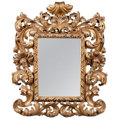 An Intricate 19th Century French Giltwood Rococo Style Vanity or Wall Mirror