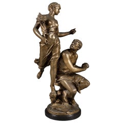 A Late 19th Century French Gilt Bronze Depicting "Industry Rewarded"