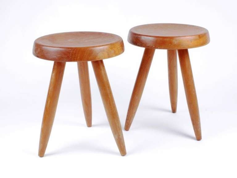 Pair of shepherd mahogany stools designed by Charlotte Perriand circa 1960.
Signed by the editor 