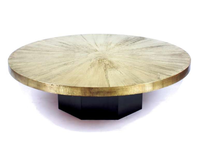 Coffe table designed by Christian Krekels in the 1970's in Belgium. 
Cast-off brass and black stratified.
Signed 