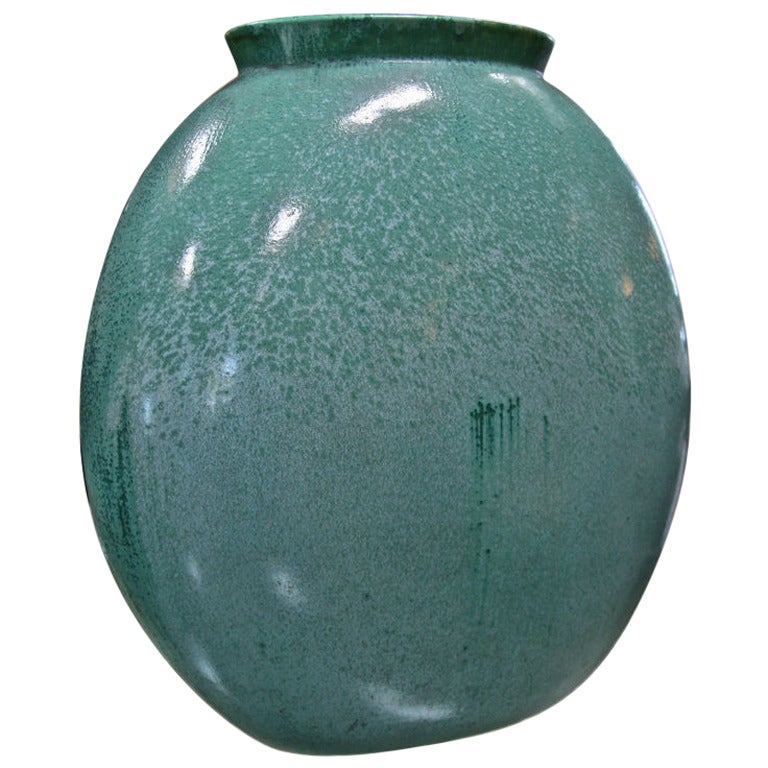 Blaugrüne Tealgrüne Vase von Guido Andloviz