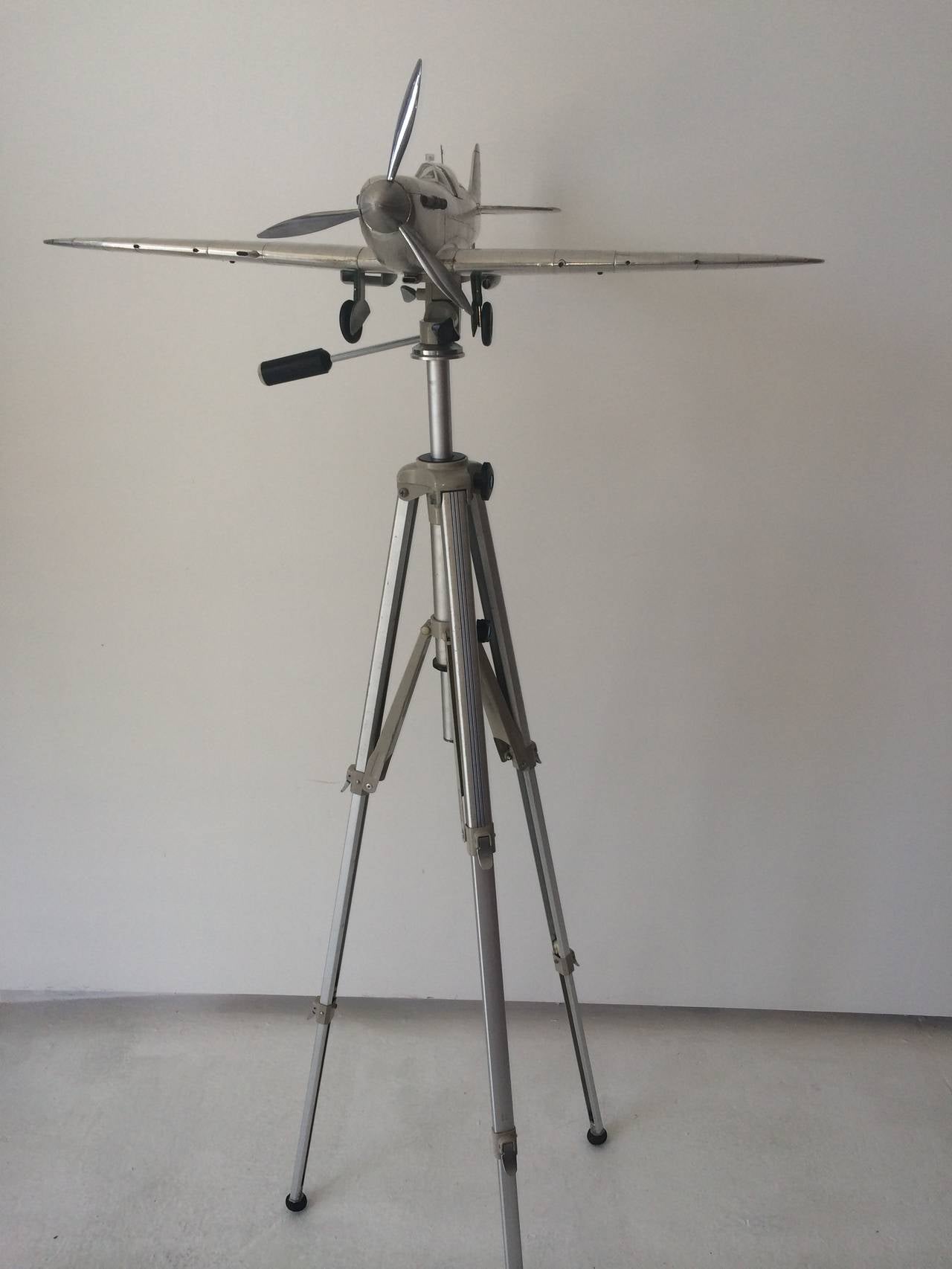 20th Century 1980s Spitfire Airplane Scale Model with Adjustable Tripod