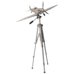 1980s Spitfire Airplane Scale Model with Adjustable Tripod