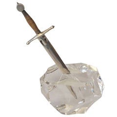 Steuben Silver and Glass Letter Opener and Paperweight