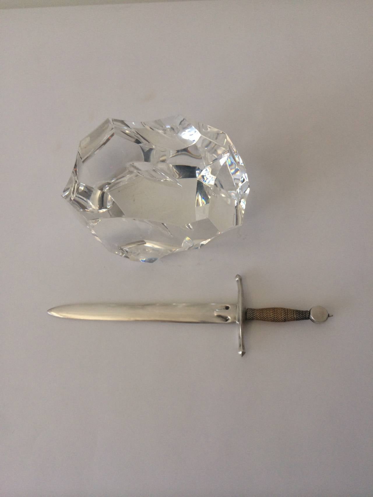 Steuben Silver and Glass Letter Opener and Paperweight In Excellent Condition In Los Angeles, CA