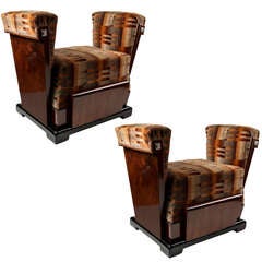 Pair of Art Deco Walnut Italian stools.