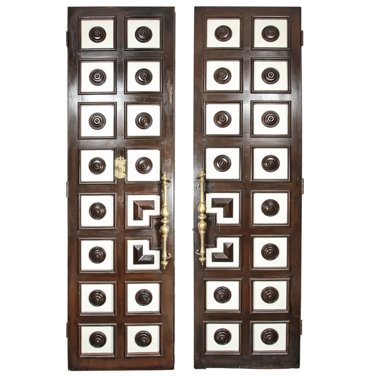 1930s Hollywood Regency Double-faced Coffered Doors