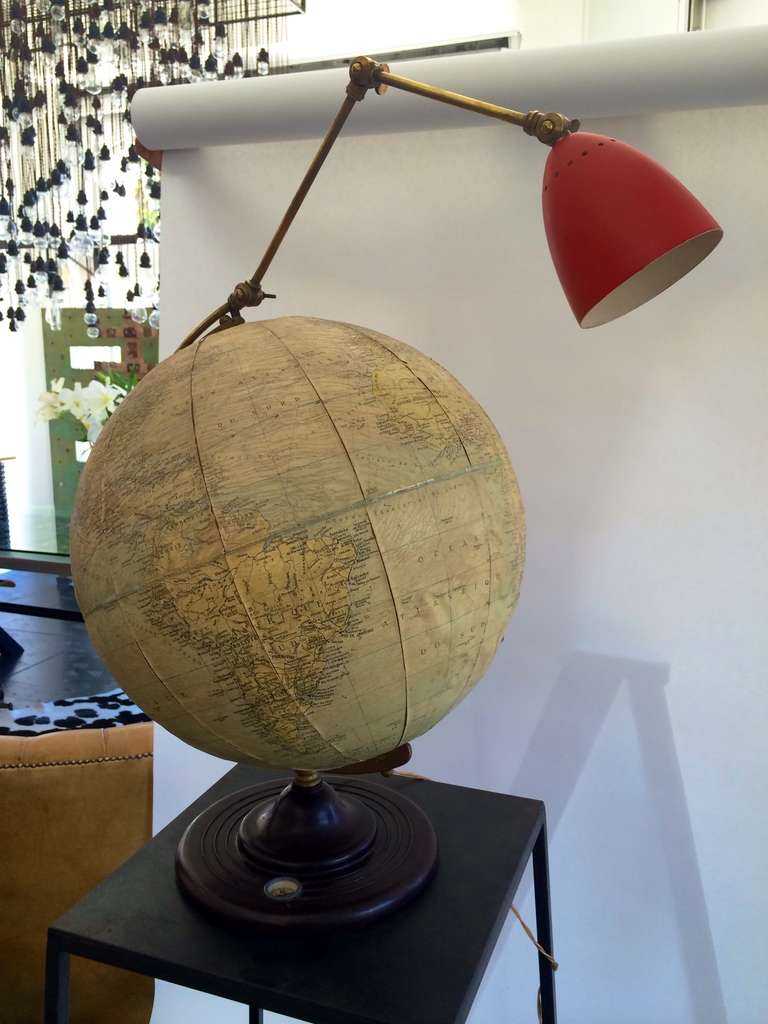 Italian Globe with Articulated Lamp In Good Condition In Los Angeles, CA