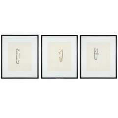 Vintage A Set of 3 Colored Pencil Drawings
