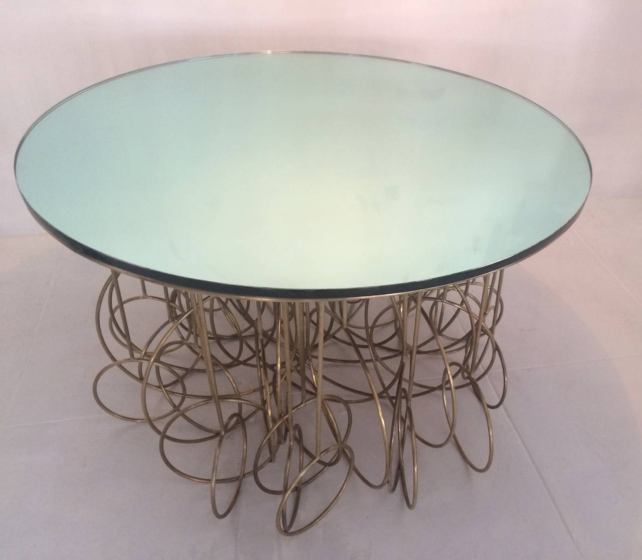 Brass and Mirrored Glass French Table In Excellent Condition In Los Angeles, CA