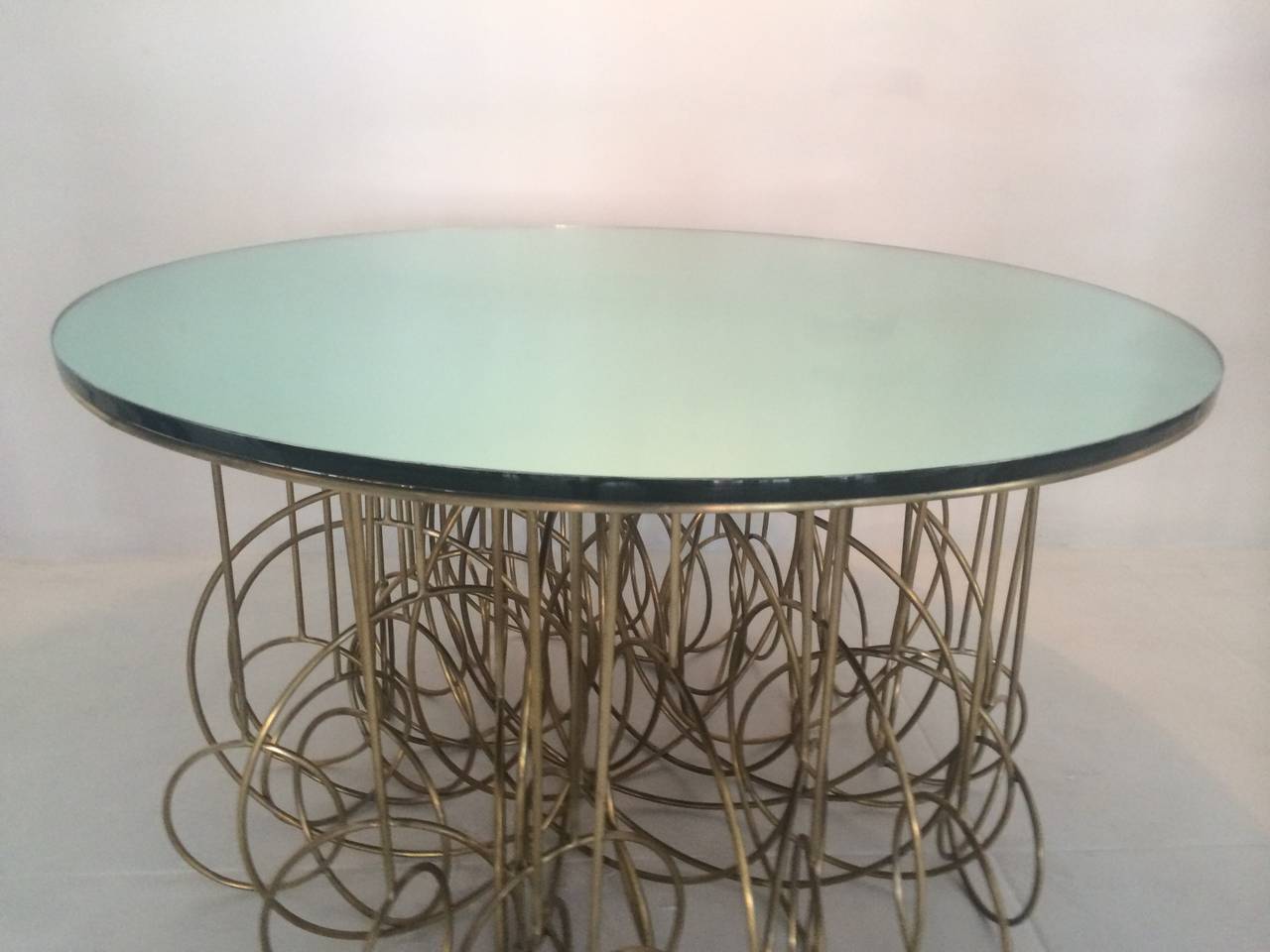 20th Century Brass and Mirrored Glass French Table