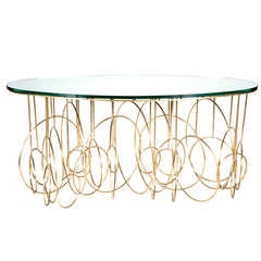 Exuberant Brass and Mirror French Center Table