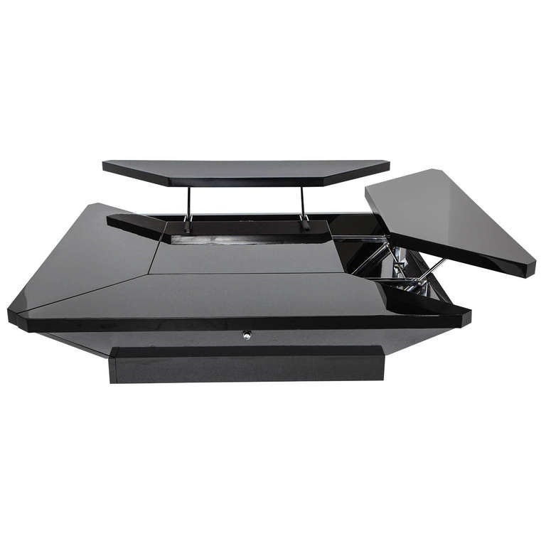 Black "Petales" Maison Jansen Coffee Table, France For Sale