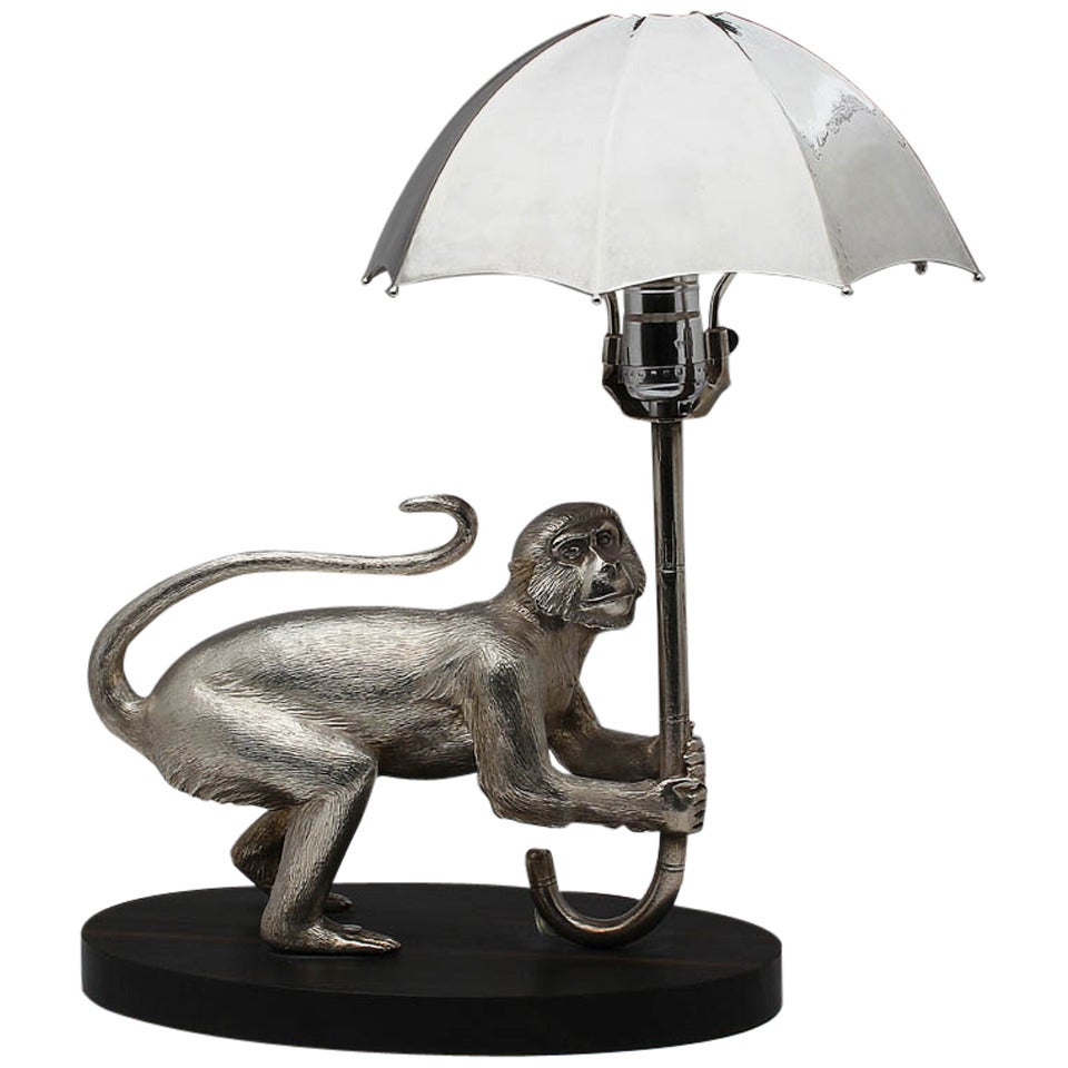 The Silver Monkey Table Lamp For Sale