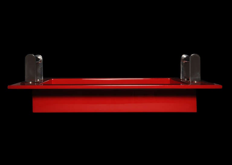 Lacquer Tray with Silver Handles