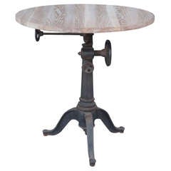Limed Oak Occasional Table on Cast Iron Industrial Base