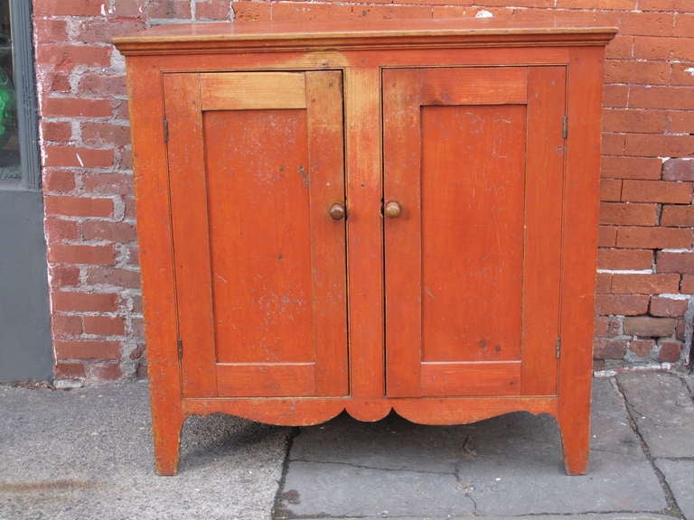 American Primitive Pine Cupboard in Original Red Paint