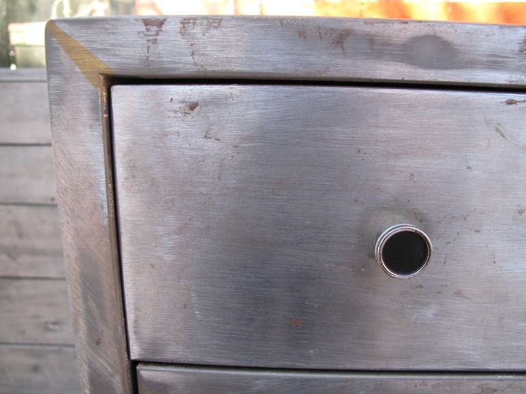 Mid-20th Century Pair of Industrial Stripped Steel Dressers