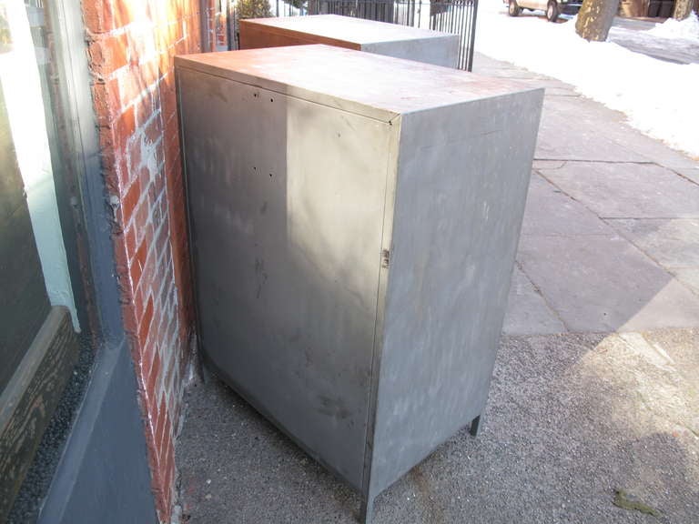 Pair of Industrial Stripped Steel Dressers In Good Condition In Brooklyn, NY