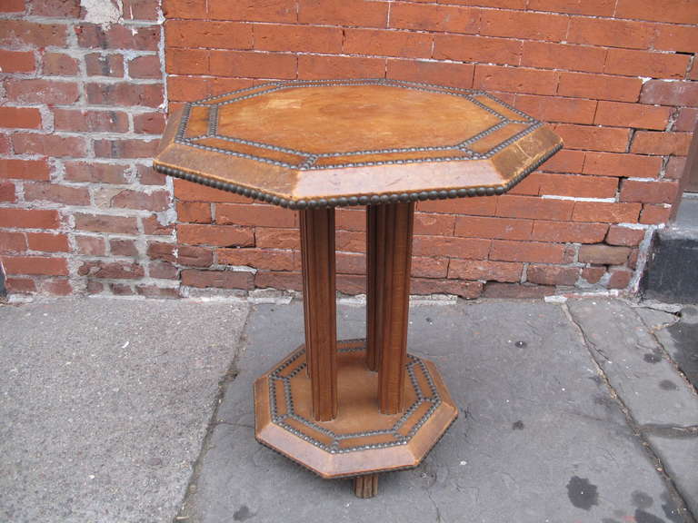Leather Clad Octagonal Occasional Table