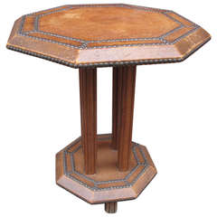 Leather Clad Octagonal Occasional Table