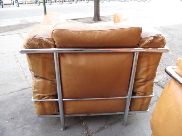 Mid-20th Century Le Corbusier LC2 Chairs in Brown Leather #415, #416, #417, #419