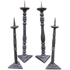 Turned and Painted Candle Pricketts