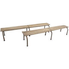 Slatted French Industrial Bench