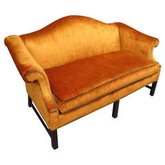 Used Panne Velvet Upholstered Sofa