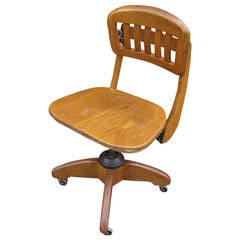 Adjustable Swivel Oak Desk Chair