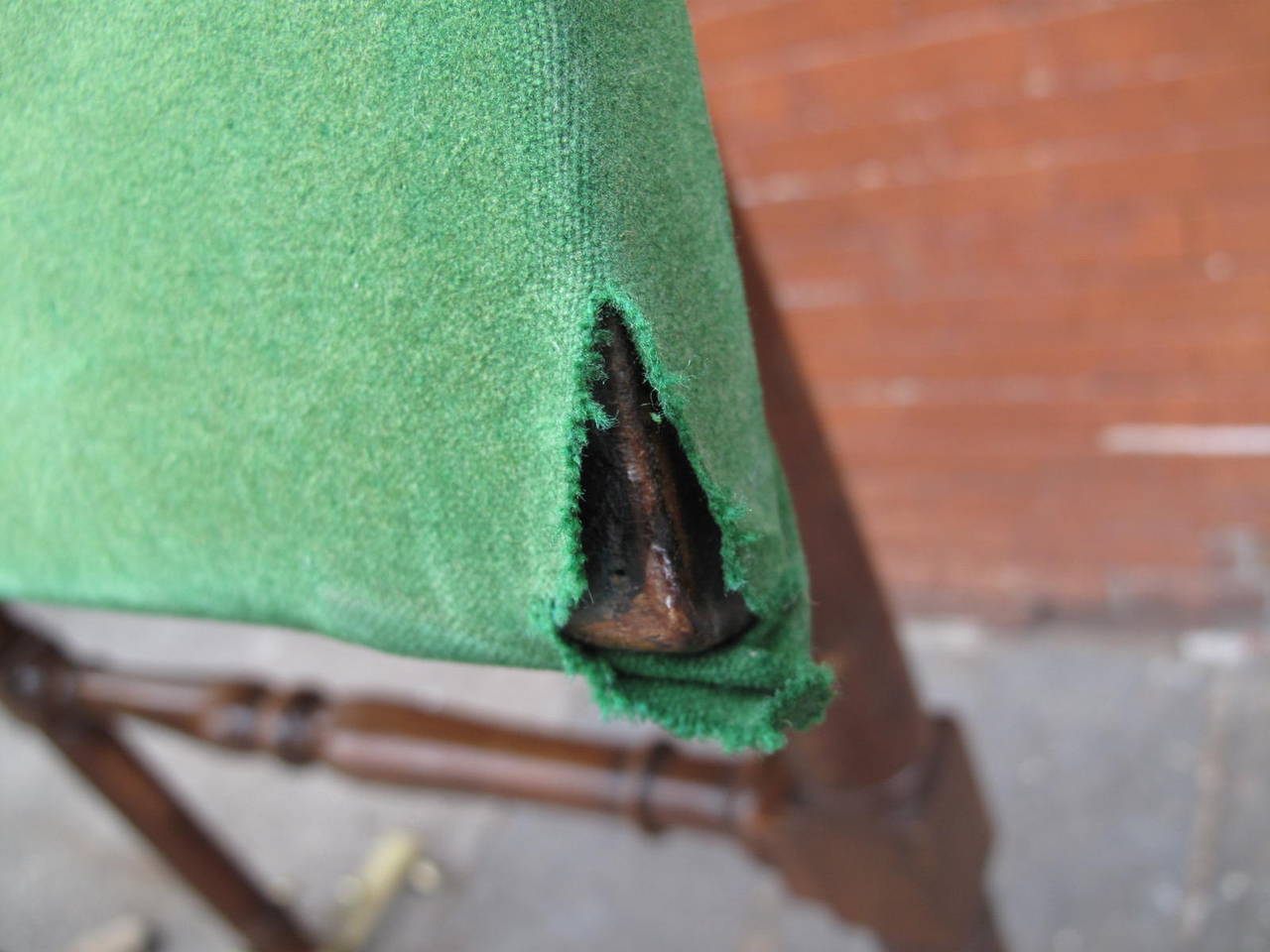 English Drafting Table with Felt-Covered Top and Brass Feet