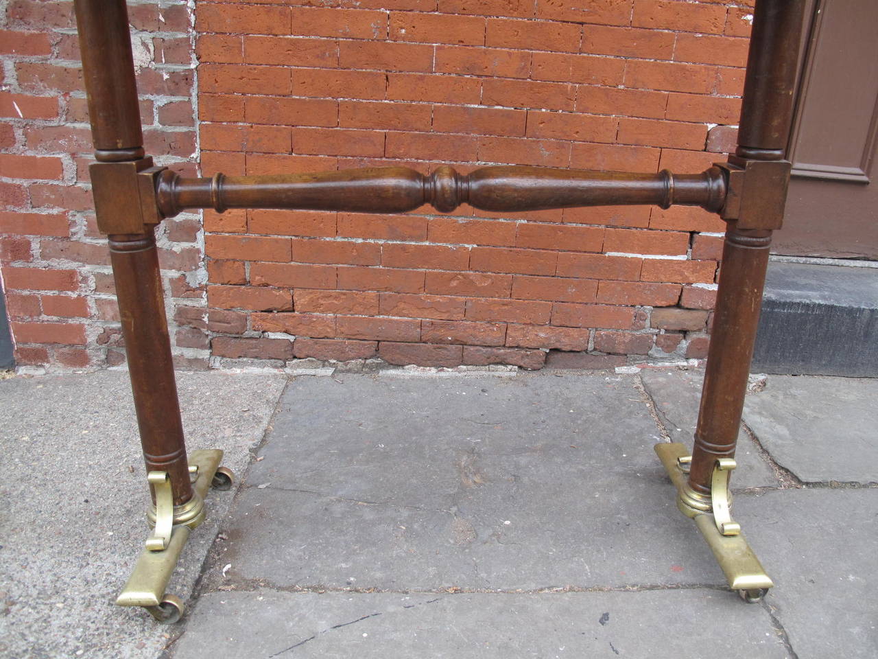 Drafting Table with Felt-Covered Top and Brass Feet In Good Condition In Brooklyn, NY