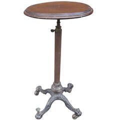 Antique Mahogany and Bronze Adjustable WIne Tasting Table on Cast Iron Paw Feet