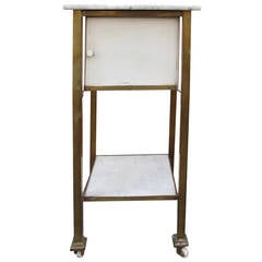 Antique Marble-Top and Brass Bath Cabinet