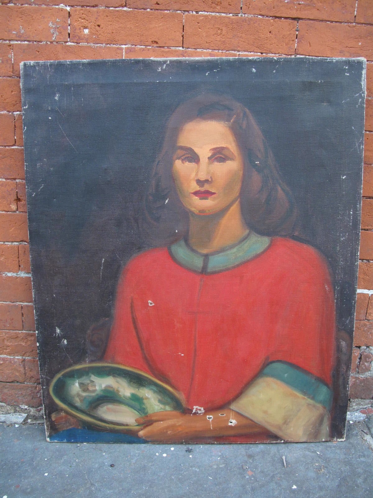 Oil on Canvas Portrait In Fair Condition In Brooklyn, NY