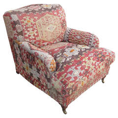 Kilim Upholstered Armchair in the Manner of George Smith