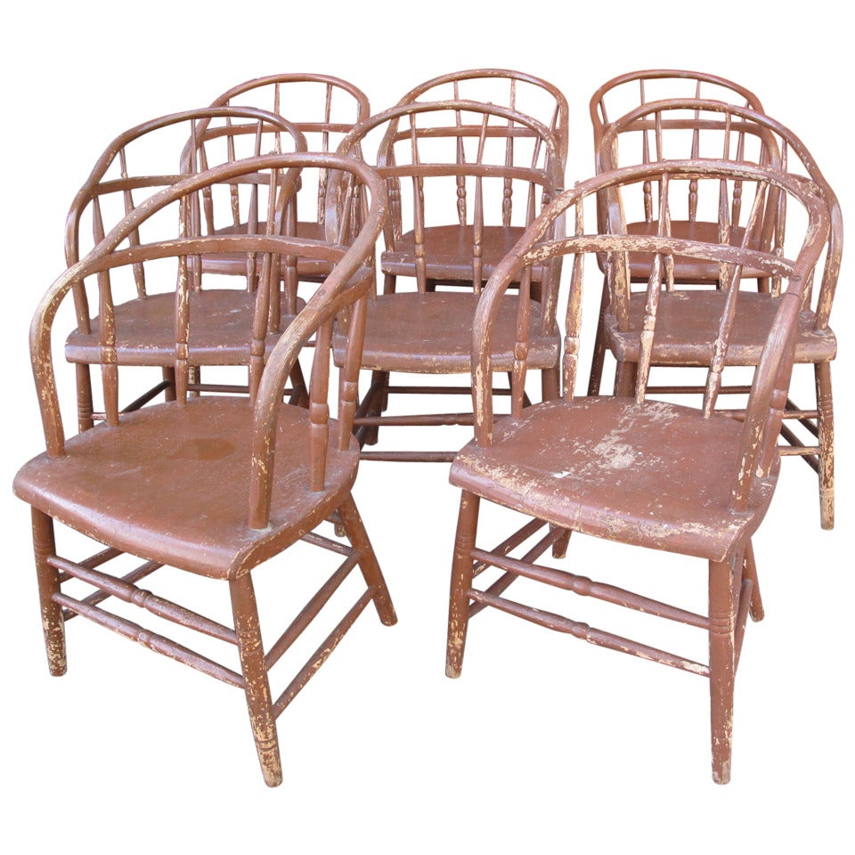 Set of Eight Spindle Back Windsor Style Chairs