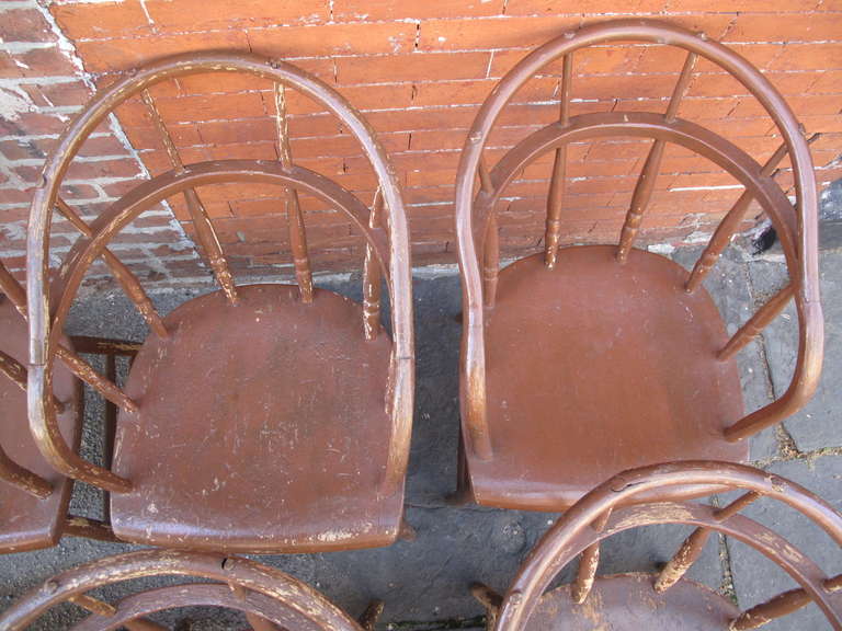 Set of Eight Spindle Back Windsor Style Chairs In Good Condition In Brooklyn, NY