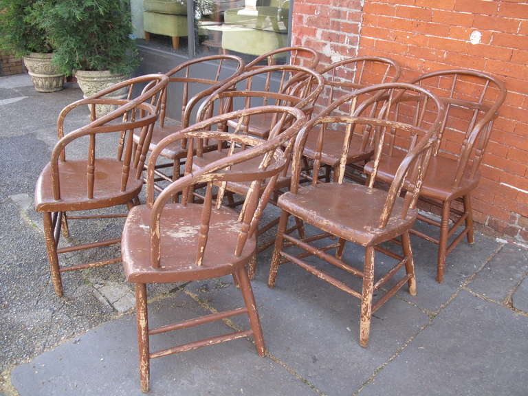 American Set of Eight Spindle Back Windsor Style Chairs