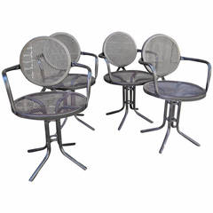Set of Four Mid Century Outdoor Armchairs in the Style of Salterini