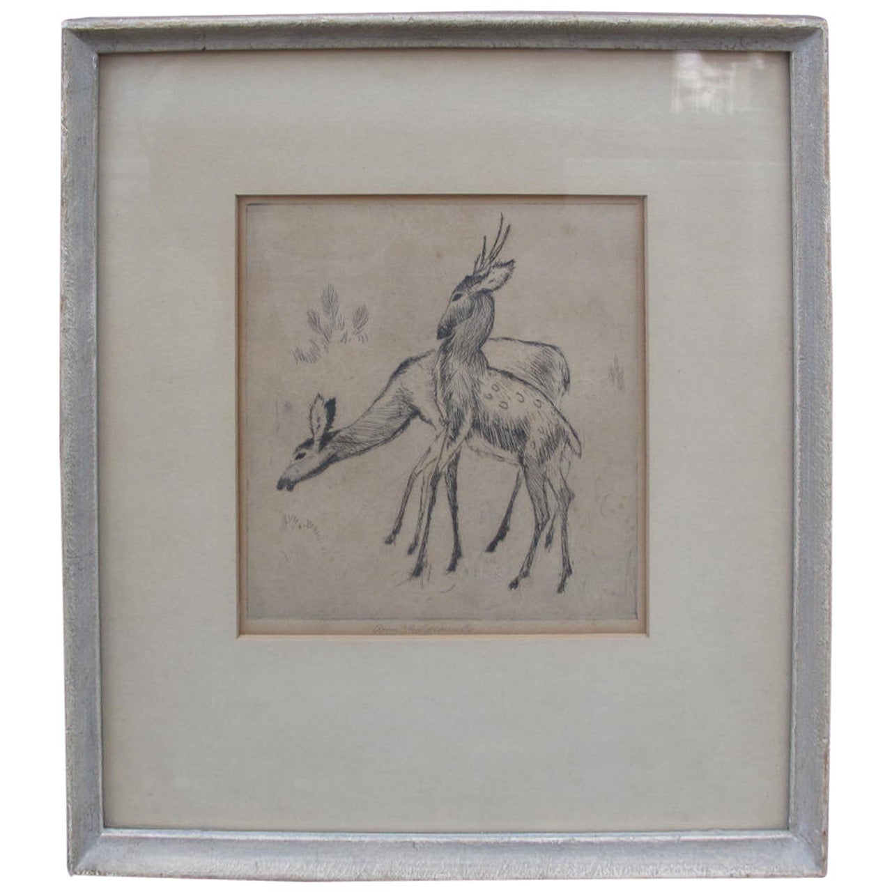 Anne Goldthwaite Deer Etching For Sale at 1stDibs