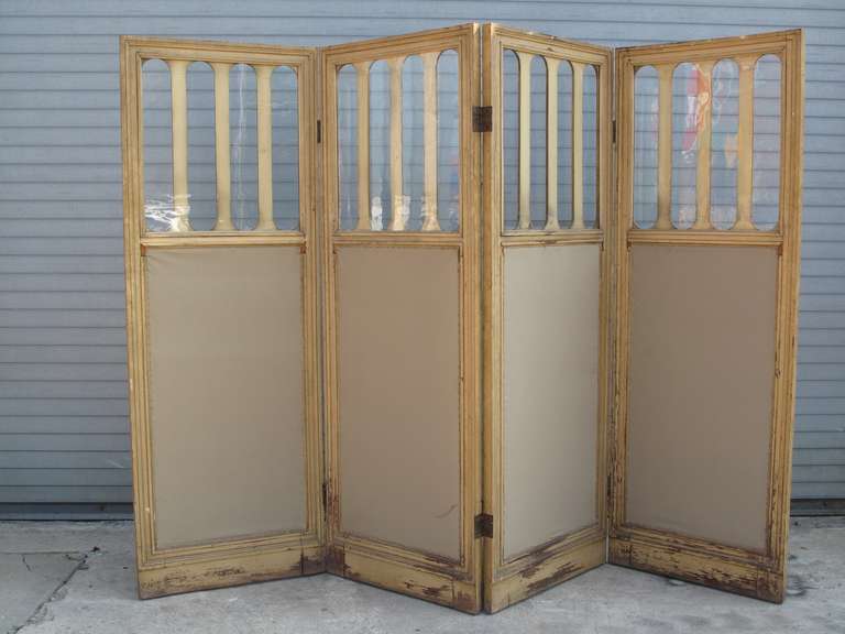 Four Panel Gilded Folding Screen In Good Condition In Brooklyn, NY