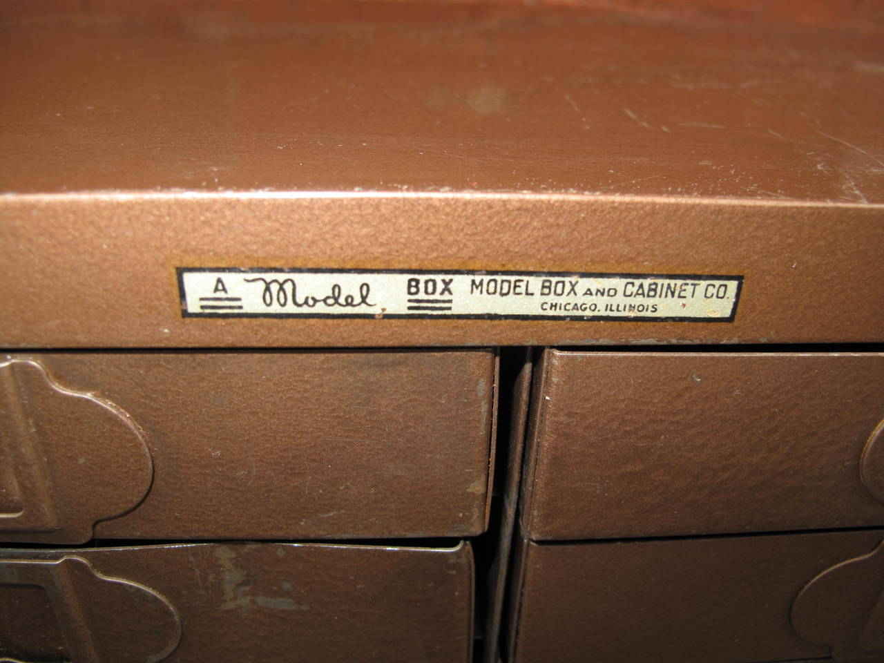 Mid-20th Century Bronze Hue Metal Toolbox by Model Box & Cabinet Co.