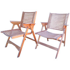 Pair of Mid-Century Folding Deck Chairs
