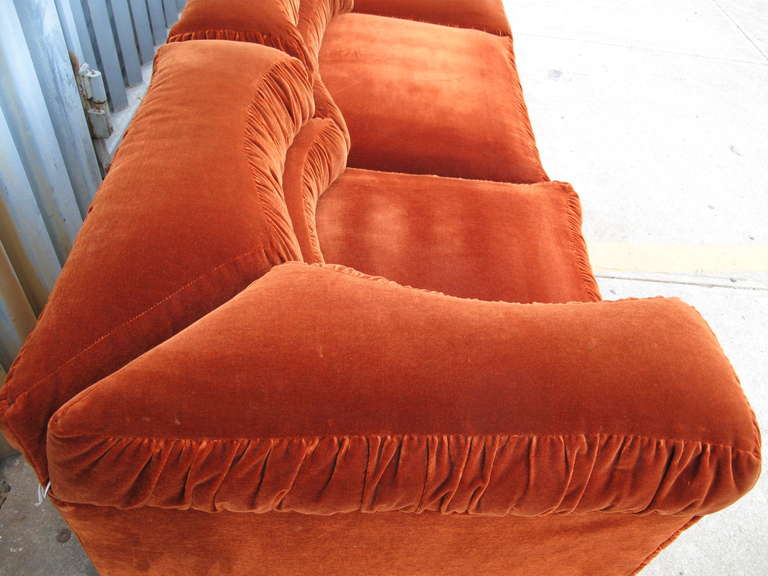 American Schweiger Rust Velvet Sectional Sofa